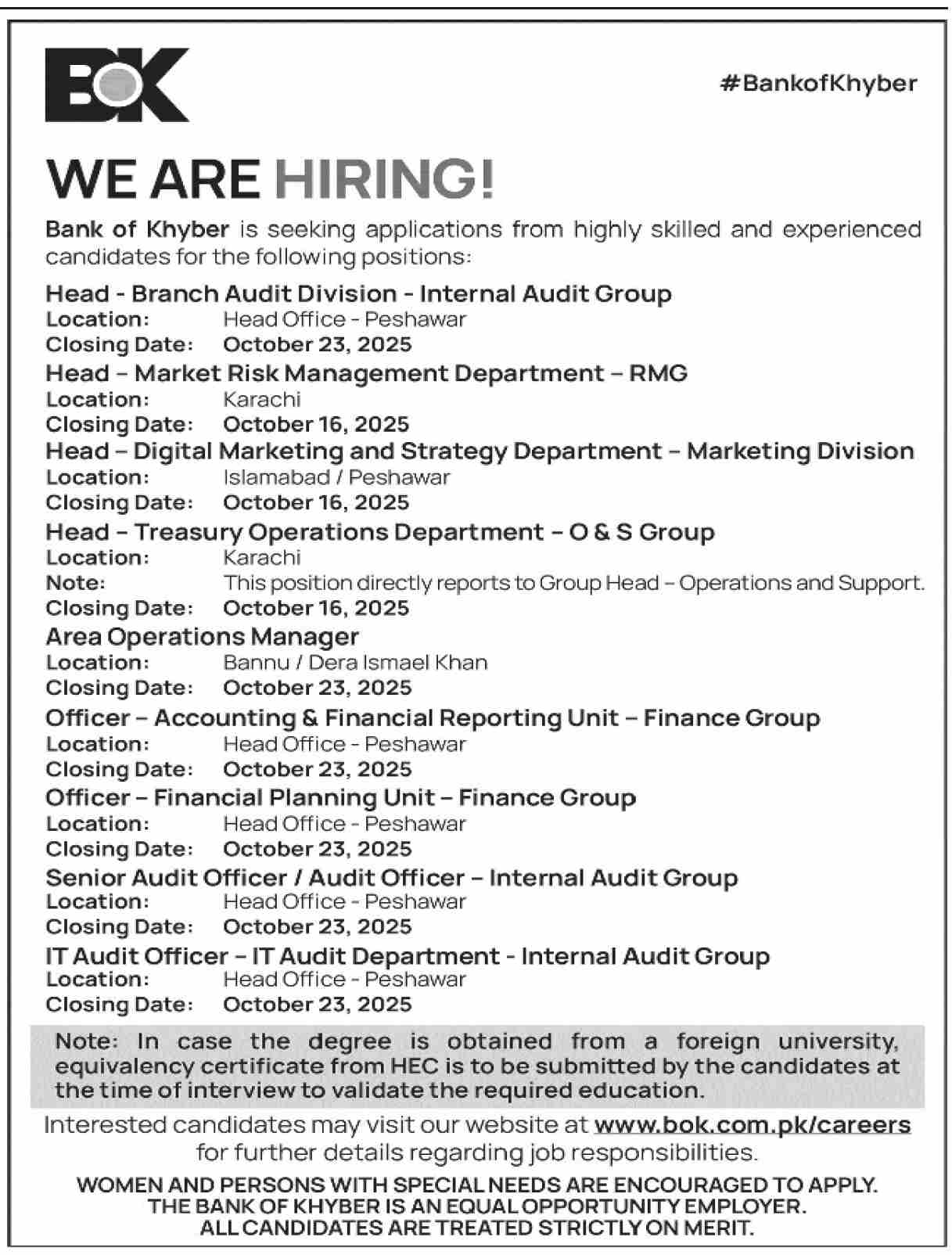 Bank of Khyber Jobs